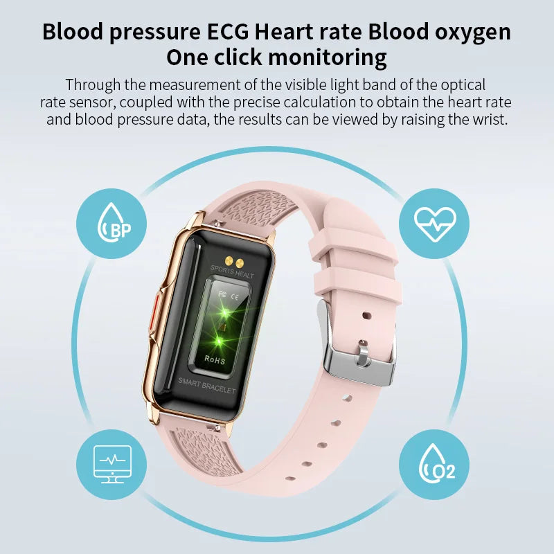 Android IOS Smart Bracelet Women Smartwatch Men Heart Rate Blood Oxygen Waterproof Sport Smart Band Watch for Ladies +Gift