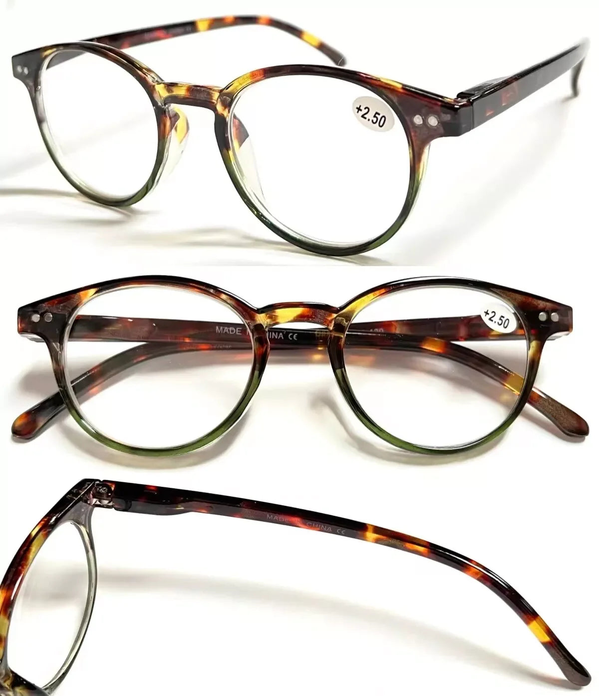 4 Pairs Mens Women Spring Hinge round Horn Power Oval Reading Reader Glasses 1-4