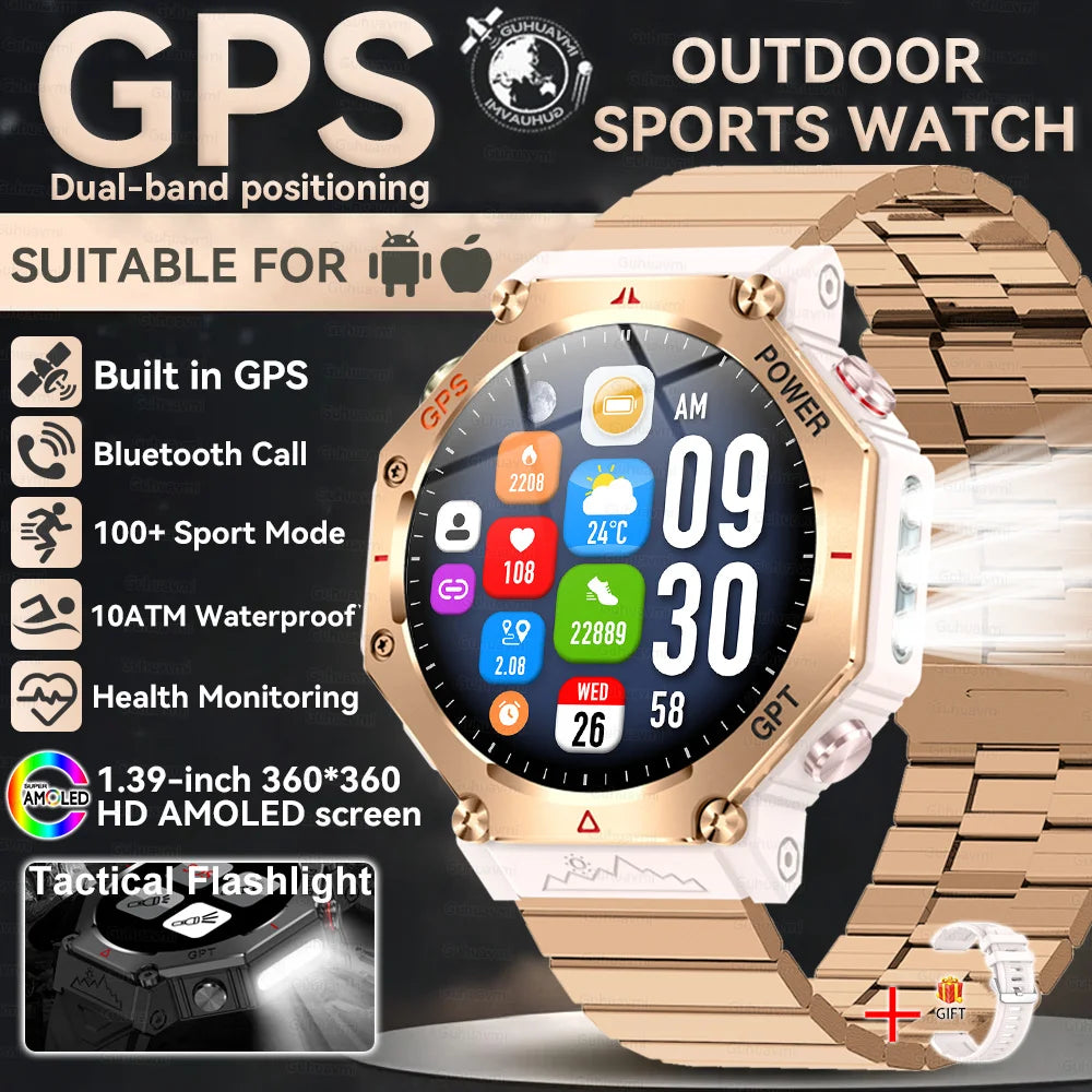 2025 NEW GPS Outdoor Military Sports Watch TR-3 Compass Altimeter Barometric 10ATM Waterproof HD Bluetooth Call Smart Watch