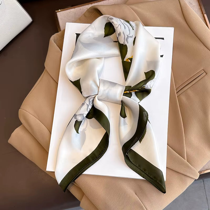 2025 New Fashion 70X70Cmprinted Women'S Scarf Pashmina Silk Scarf Square Shawl Decorative Headband Neck Luxury Design Bandana