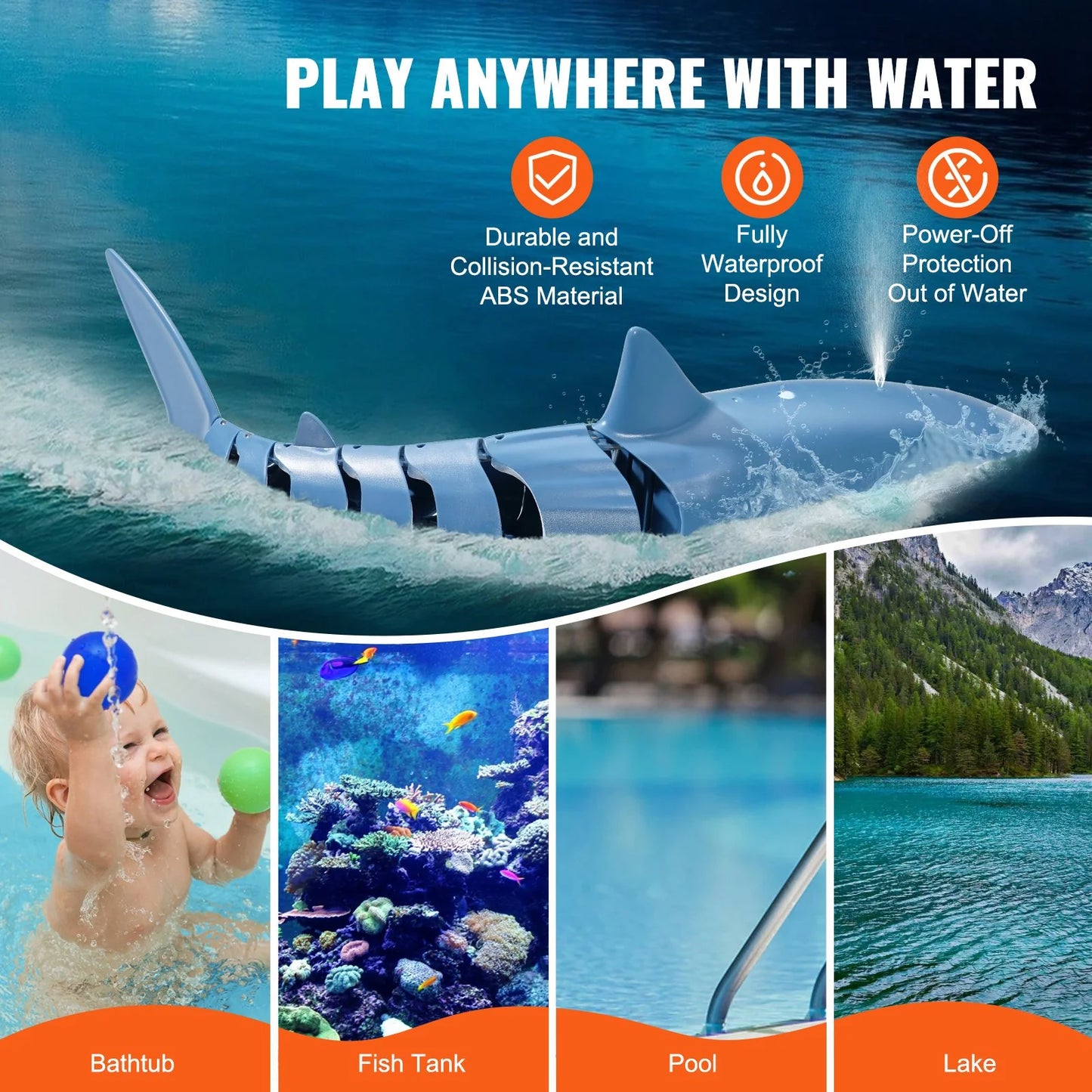 Remote Control Shark Toy 2.4 Ghz High Speed RC Boat for Kids Adults Gift