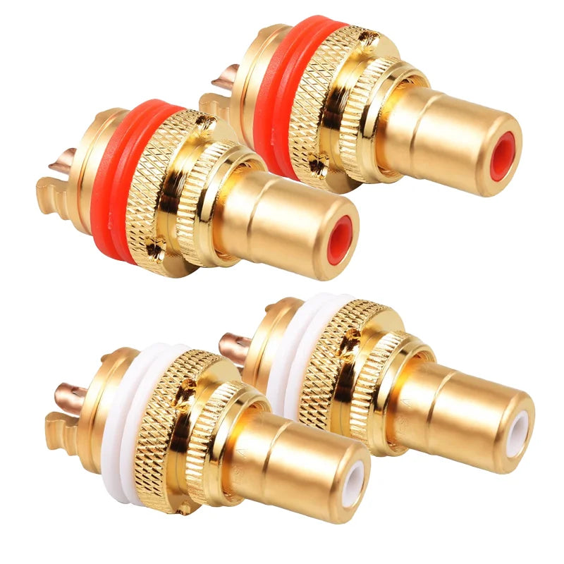 2PCS RCA Jack Plug Copper Gold Plated CMC RCA Socket for Speakers Terminals Audio Wire Connectors Panel RCA Female