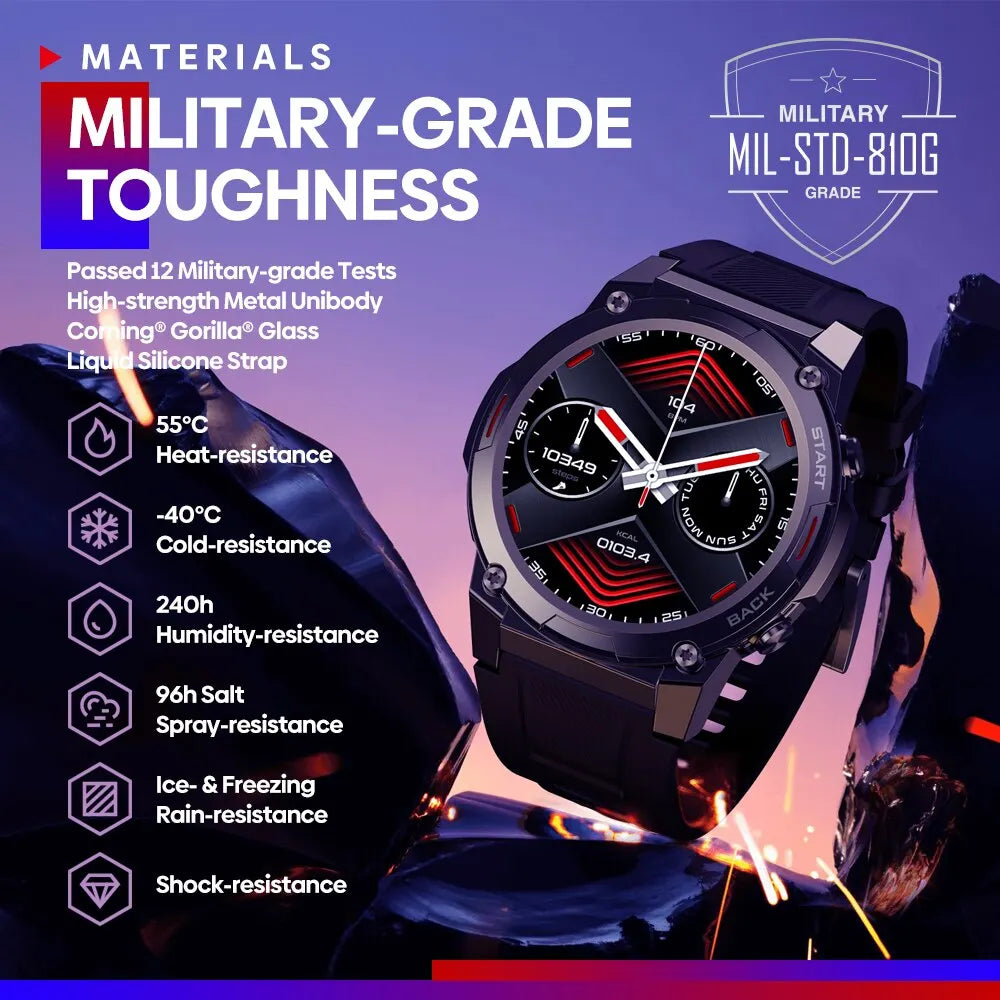 VIBE 7 PRO Voice Calling Smart Watch 1.43 Inch AMOLED Display Hi Fi Phone Calls Toughness Sports Smartwatch for Men