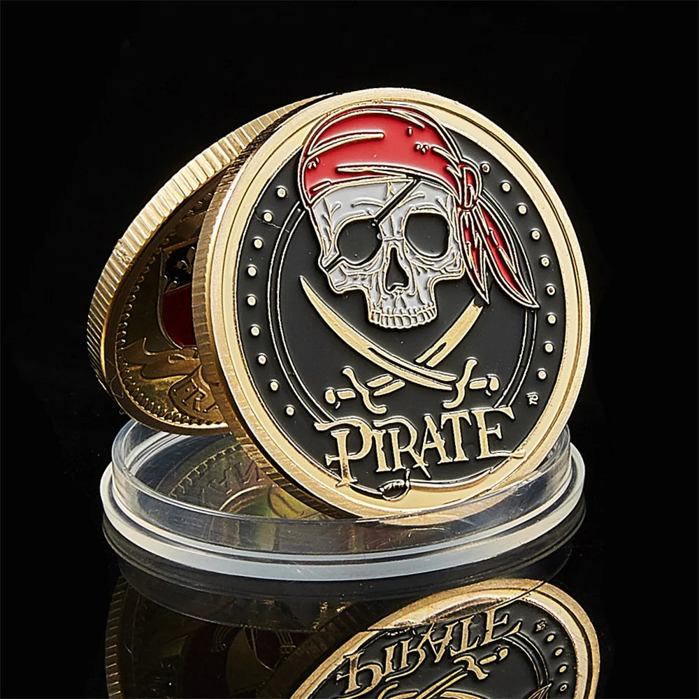 Skull Pirate Ship Gold Treasure Coin Lion of the Sea Running Wild Collectible Vaule Coin Collectible