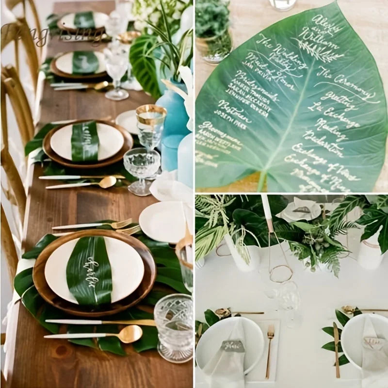 10Pcs Hawaii Artificial Palm Leaf Turtle Back Leaf Jungle Beach Theme Party Flower Arrangement Mat Accessories Cup Mat