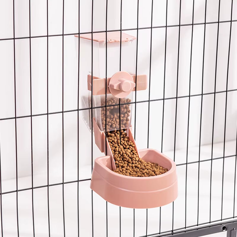Automatic Pet Feeder Cage Hanging Bowl Water Bottle Food Container Dispenser for Puppy Cats Rabbit Birds Pet Feeding Product