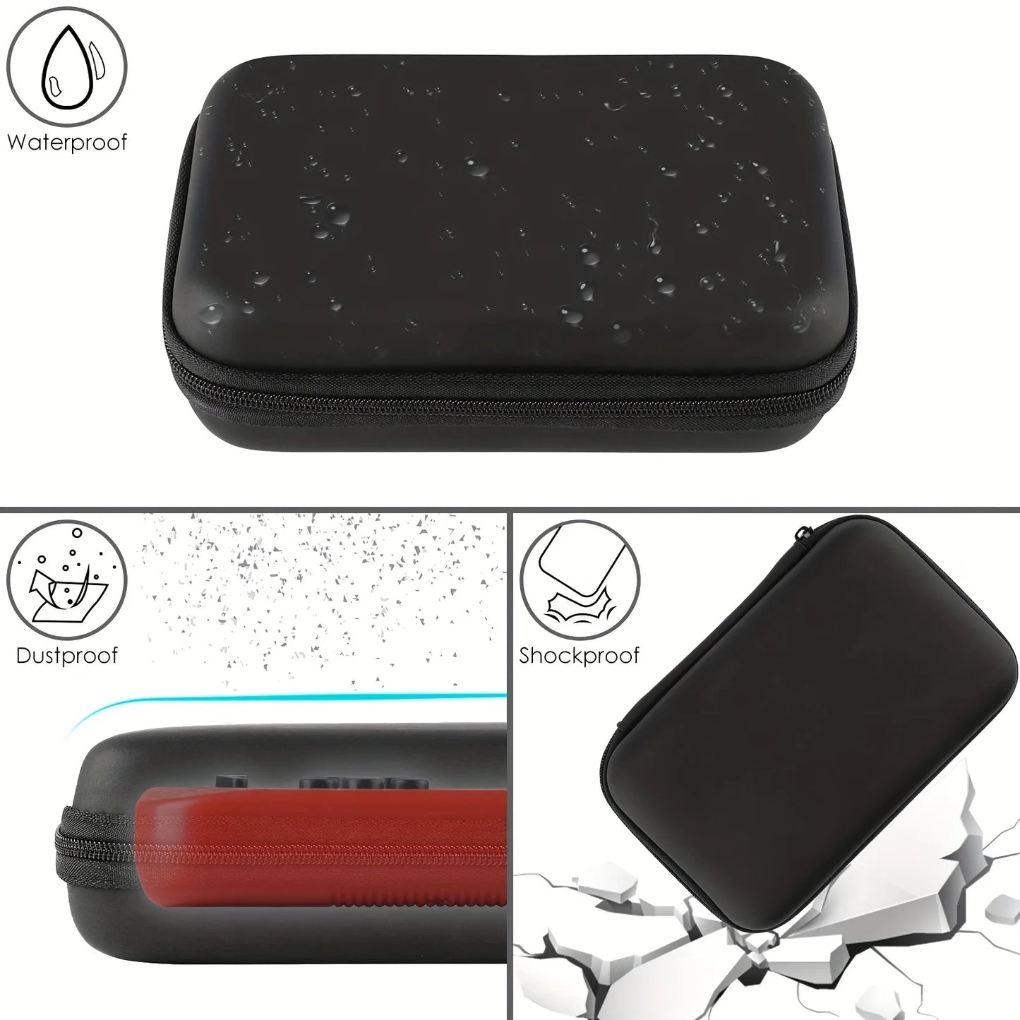 Handheld Game Console Carrying Case, Protective Travel Retro Mini Player Box for Charging Cable, Earpods, Batteries