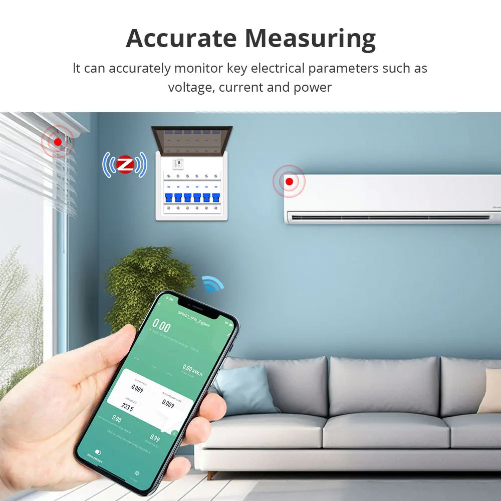 Smart Energy Meter Zigbee Wifi Monitor Electric Sensor Real-Time Measure Work with Tuya Zigbee2Mqtt Home Assistant