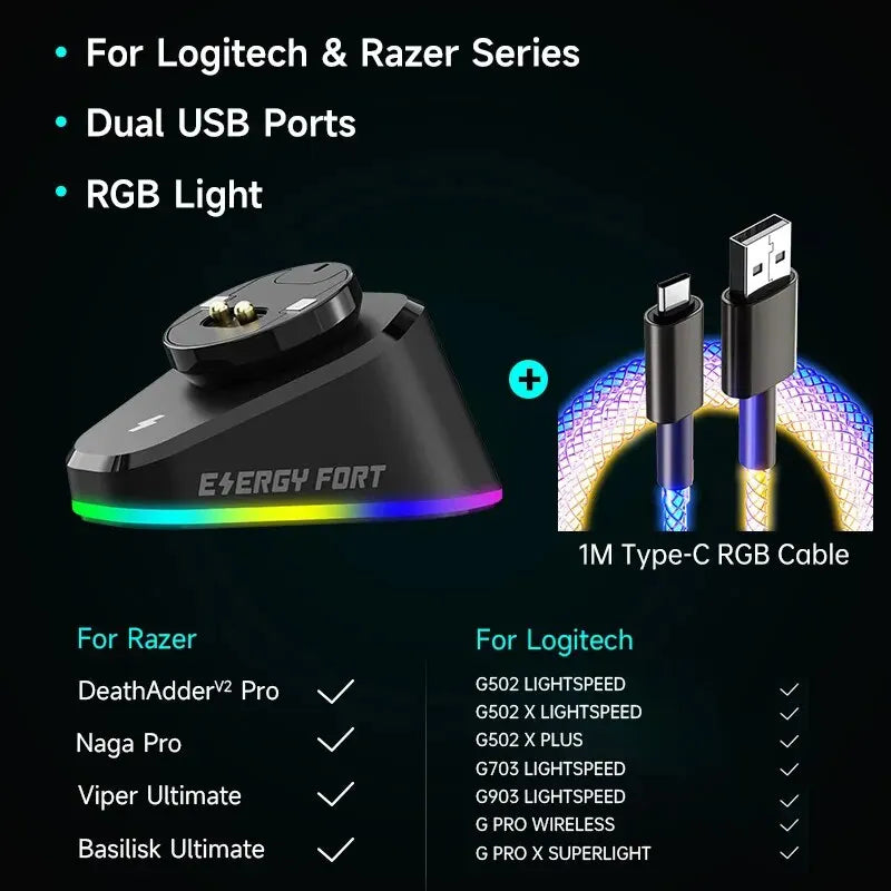 Gaming Mouse Wireless Charger for Logitech G403 G502 X plus G703 G903 HERO Lightspeed Dock Station G PRO X Superlight Hero GPW2
