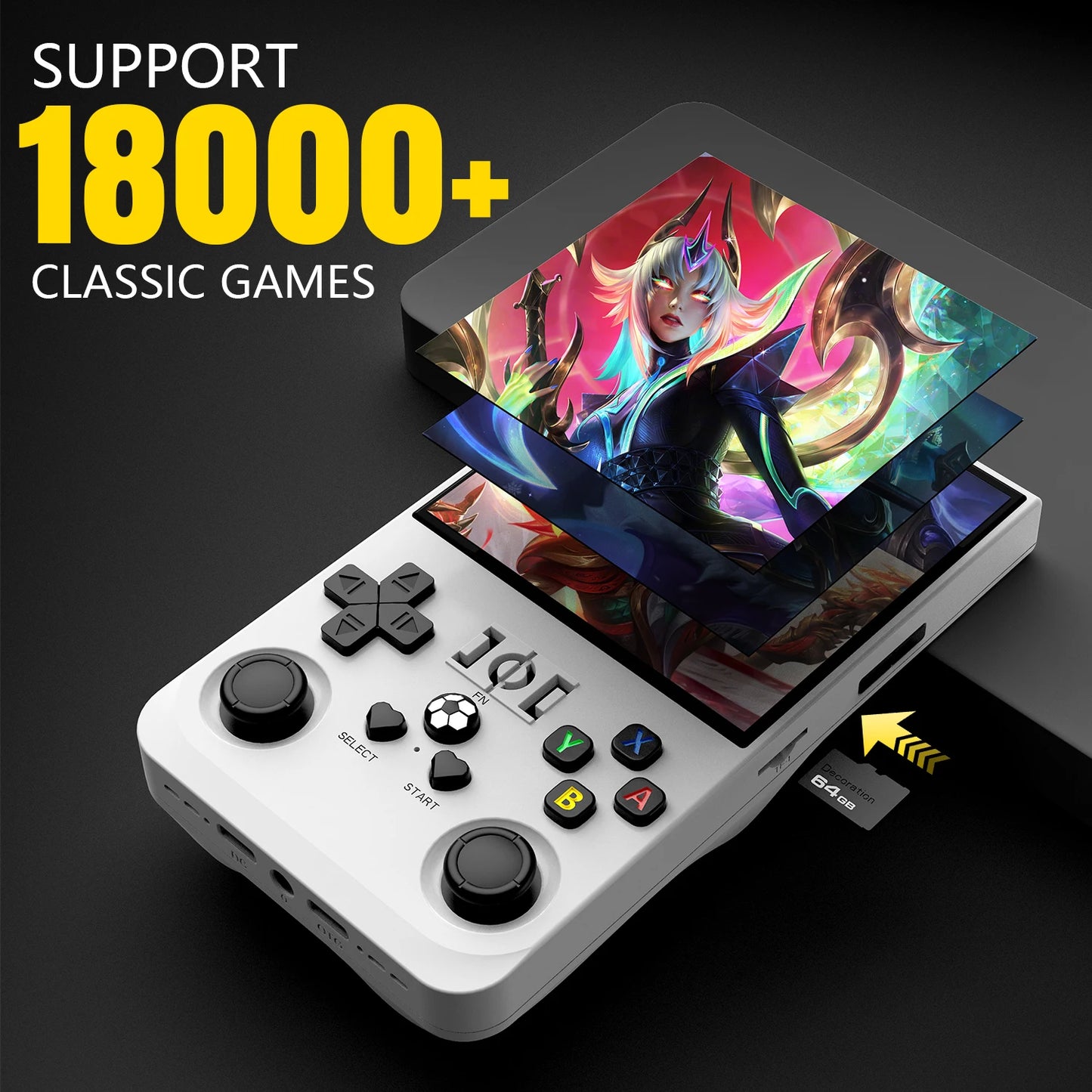 R36MAX Retro Handheld Console - 64/128GB Lag-Free Emulation 18000+ Games 4.0" IPS Screen Ergonomic Contour Grips