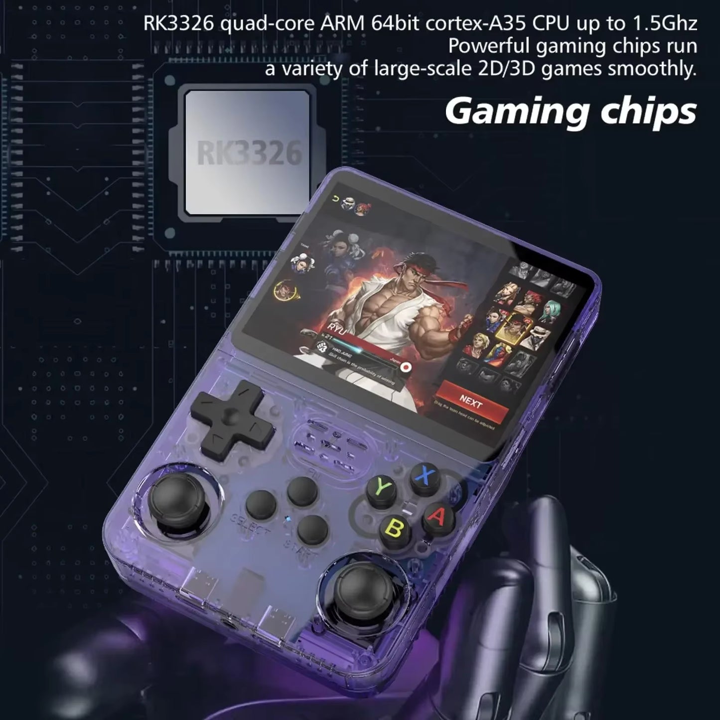 R36S Game Console Linux System 64G Portable Video Consoles 3.5 Inch IPS Screen with Retro Games Pocket Handheld Game Players