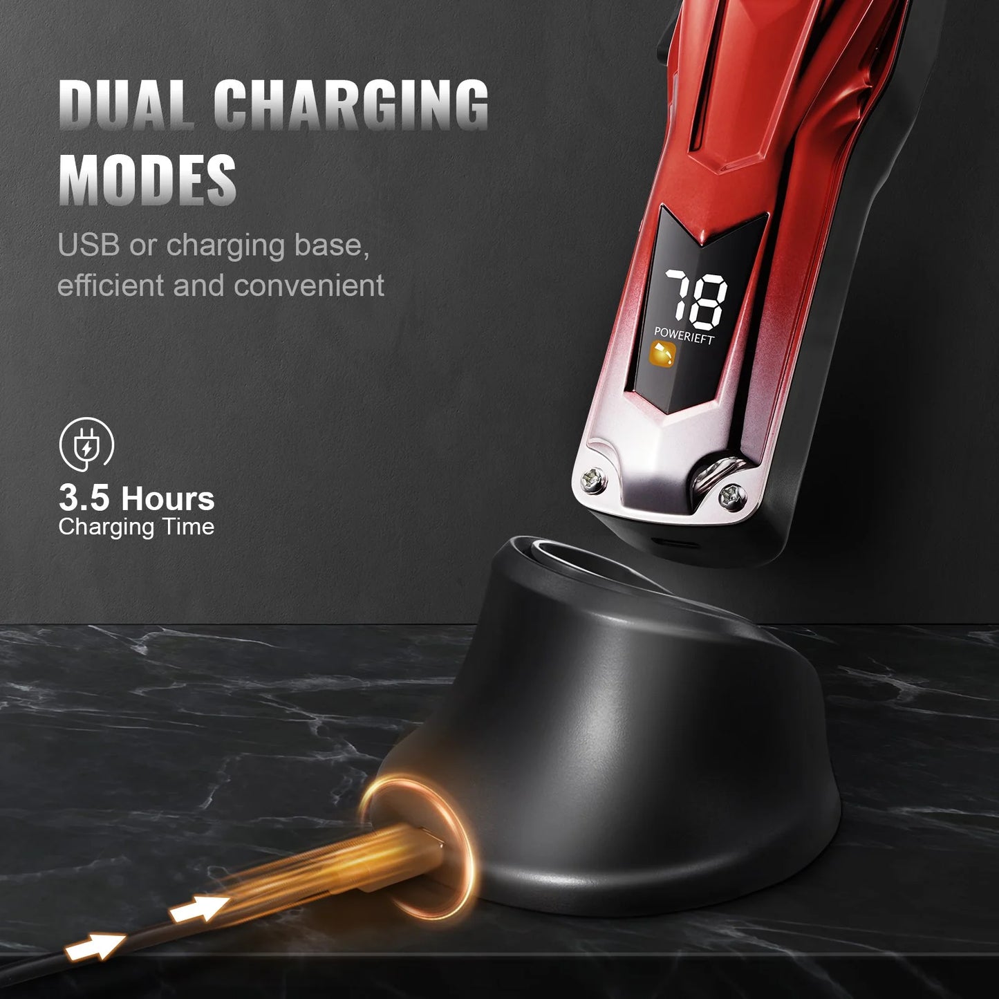 Professional Hair Clipper Men'S Barber Clipper 6800RPM with LCD Display