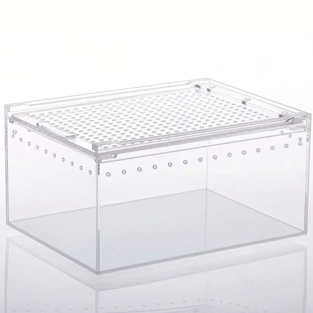 Transparent Acrylic Reptile Breeding Box Spider Lizard Amphibian Terrarium Leak-Proof Pet Habitat Arboreal Tarantula Enclosure