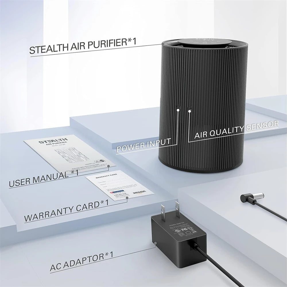 Stealth Air Purifiers for Large Room up to 673Ft², H13 True HEPA Filter, Ozone Free Auto Function Ultra-Quiet Sleep Mode, Remove 99.97% of Pet Dander and Dust Smoke Pollen, for Home Office Kitchen