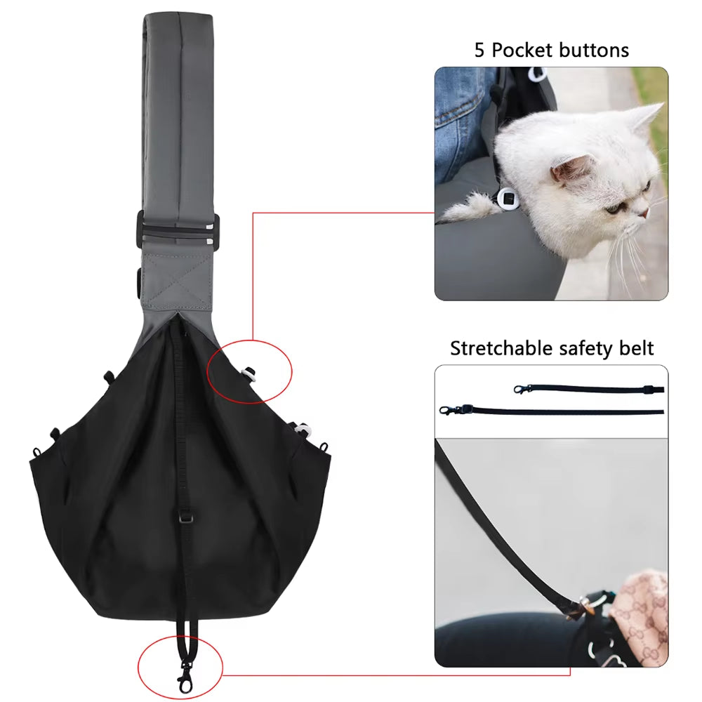 Stylish Pet Sling Carrier Bag for Small Dogs and Cats - Portable Nylon Shoulder Messenger for Outdoor Adventures