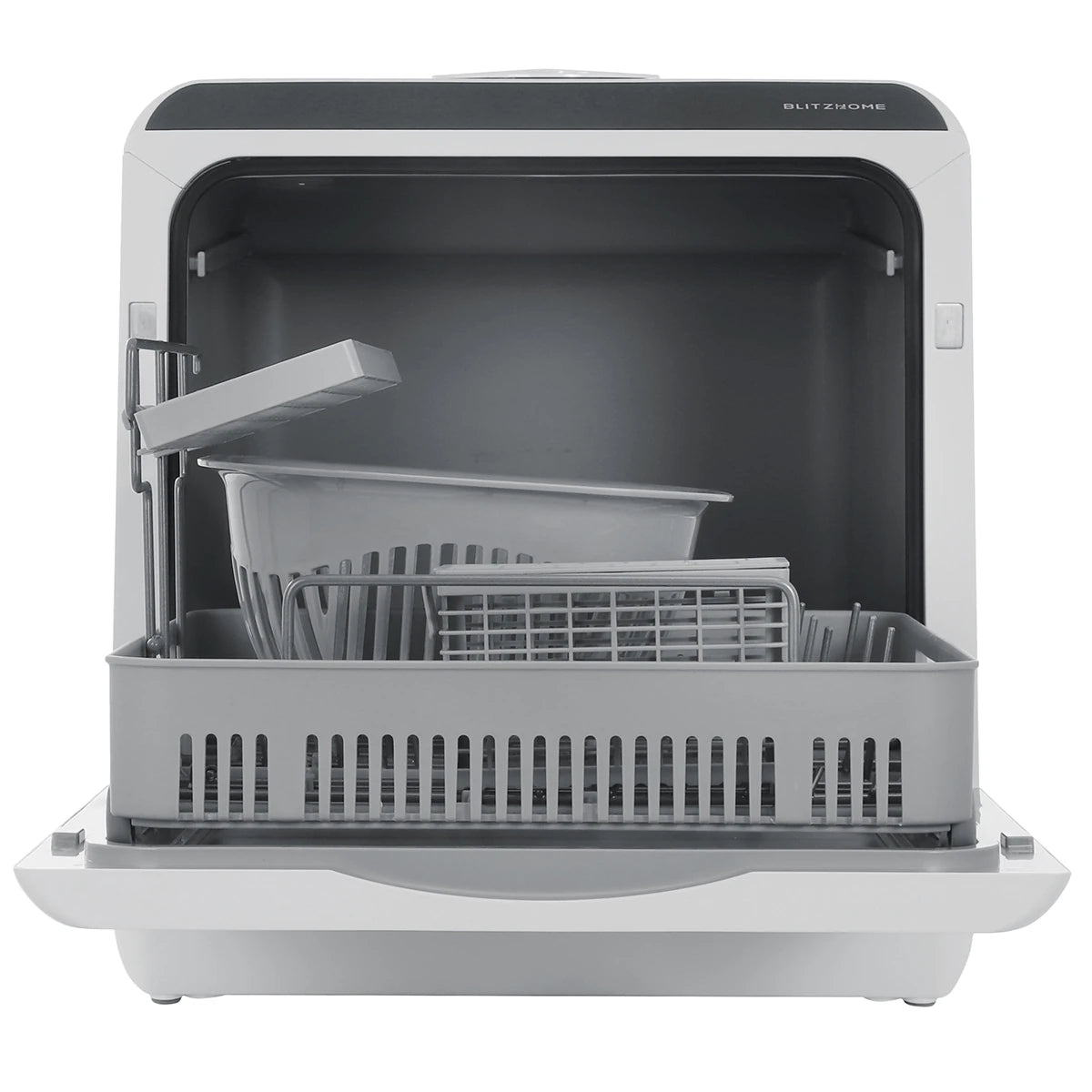 Blitzhome BH-CDW1 Smart Portable Countertop Dishwasher US Plug with APP Control, 4-6 Sets Big Capacity, Dual Water Inlet Modes, 360°Spraying, 75°High Temperature, Five Cleaning Modes, Drying Function
