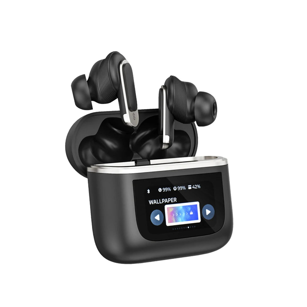 Blitzwolf BW-FYE16 LED Screen TWS Earbuds Bluetooth Earphone Colorful Touch Screen Active Noise Cancelling 32H Battery Life 3D Spatial Audio HD Calls IPX5 Waterproof Portable Headset
