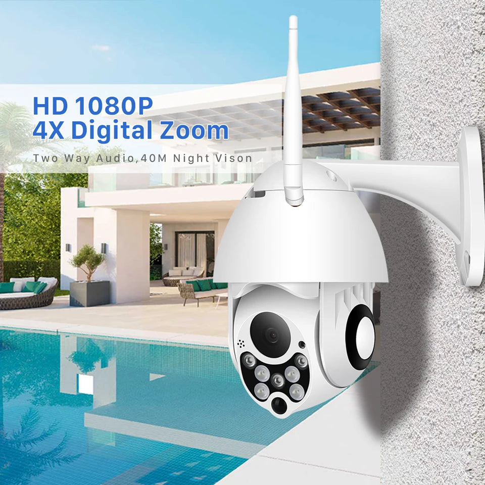 YCC365 plus PTZ Wifi Camera Outdoor 1080P HD CCTV Security Camera 4X Zoom Waterproof Speed Dome Wireless Surveillance Camera New