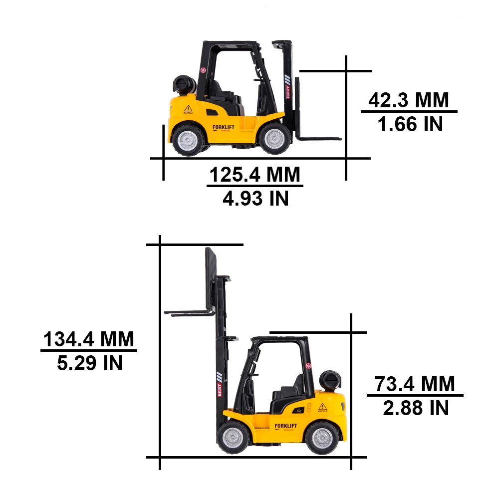Scale 1:50 Simulation Vehicle Forklift Toy Model Micro Alloy Car Diorama with W/ Cargo Pallet Box Kids Gifts 1Pcs
