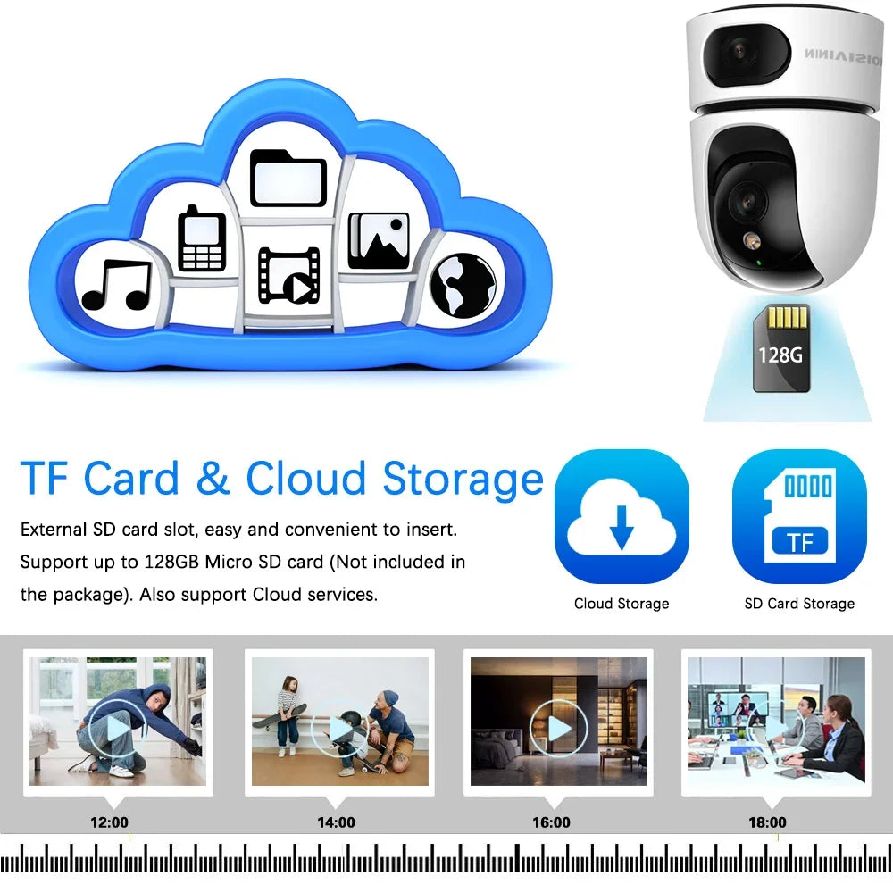 Dual Lens Home Indoor CCTV Surveillance 10X Zoom 4K 8MP Wifi PTZ IP Camera Auto Tracking Security Protection Baby Monitor