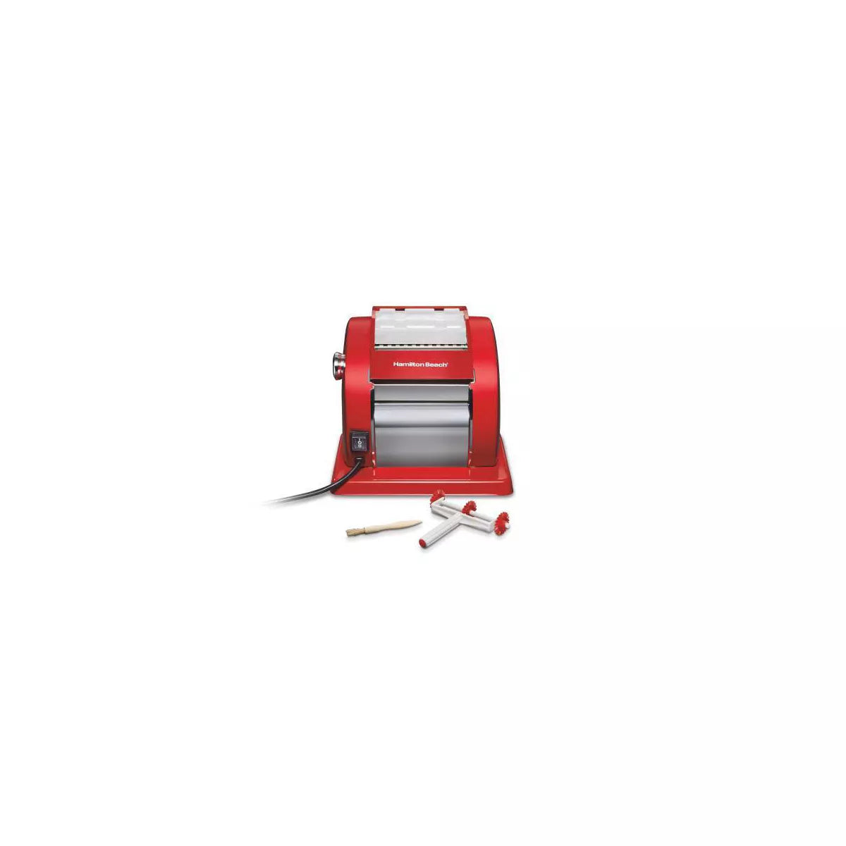 Electric Pasta Maker 86651: Stainless Steel Machine for Spaghetti and Fettuccine, Red, Hand Wash Recommended
