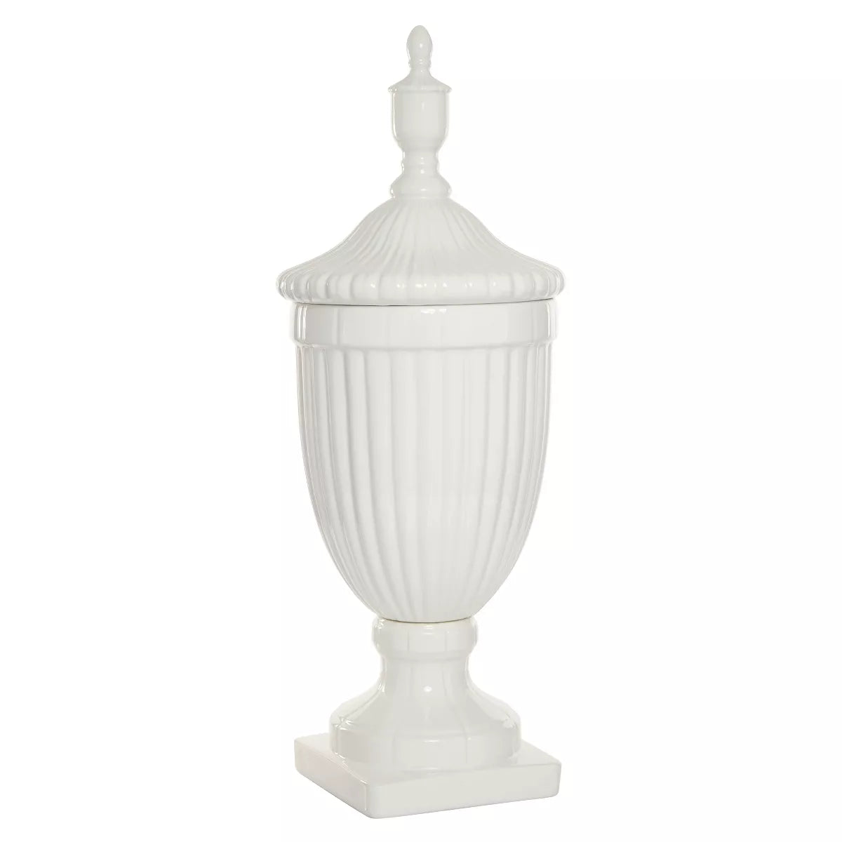 26-Inch Contemporary White Ceramic Vase - Elegant Large Tabletop Decor with Unique Design