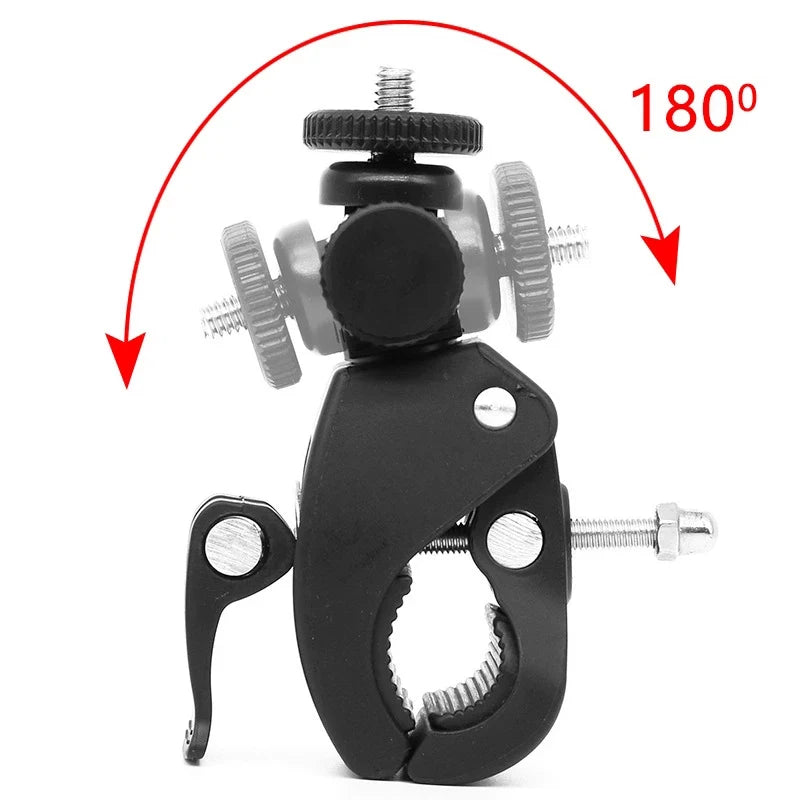 Universal 360 Degree Rotating 1/4 Camera DV Bike Bicycle Handlebar Clamp Bracket Tripod Mount Screw Clip for Sport Camera GOPRO