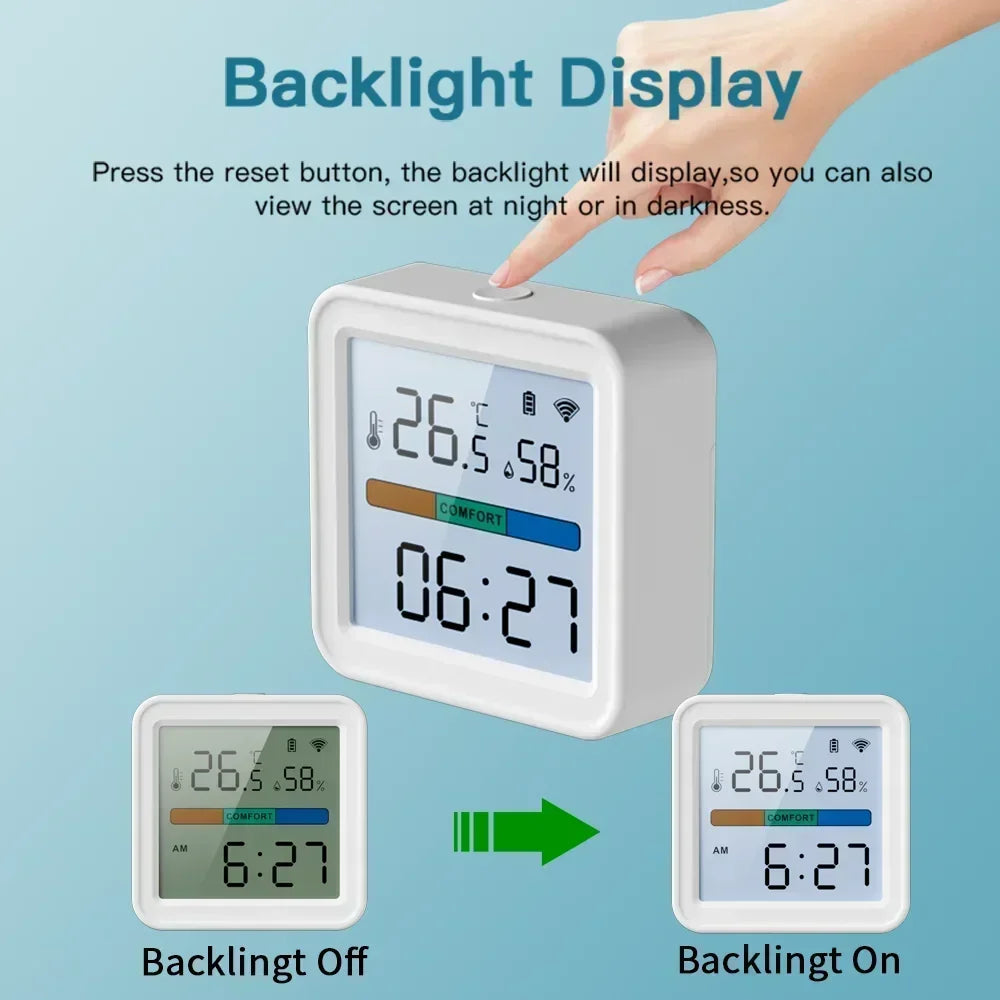 Tuya New Wifi Temperature Humidity Sensor Smart Life Backlight Hygrometer Thermometer Sensor Support Alexa Google Home Assistant