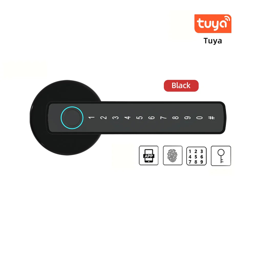 Smart Fingerprint Lock Financial Level Electronic Indoor Lock Password/Key/Tuya App/Bluetooth Unlock Bathroom Bedroom