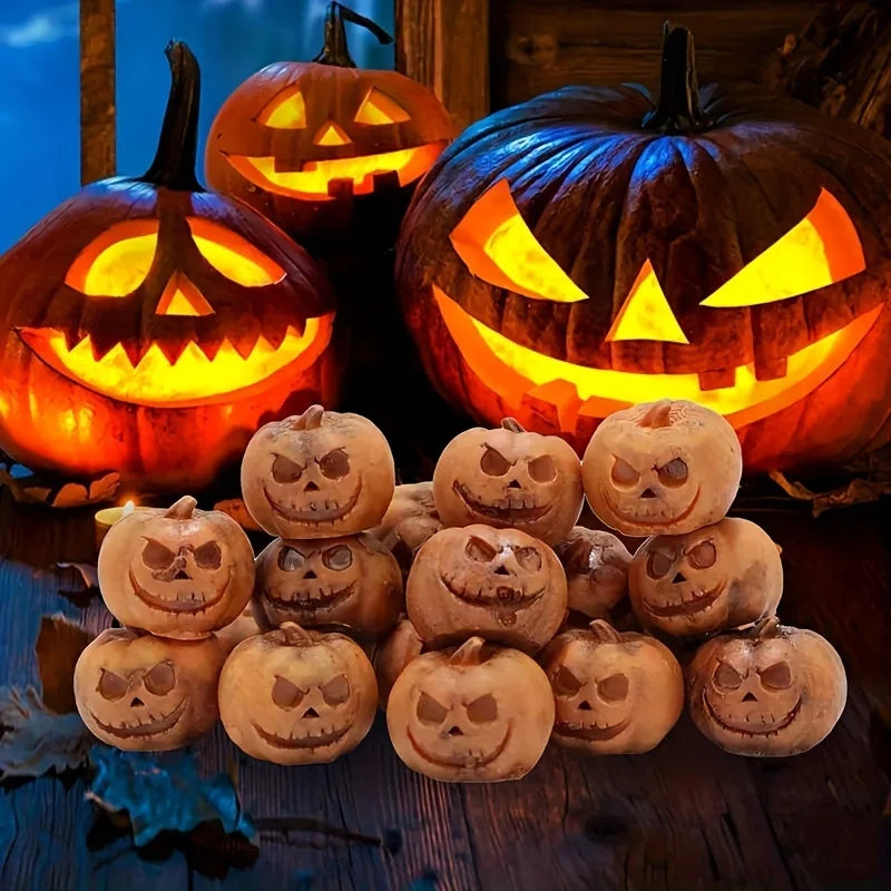 6/10 Pieces Miniature Pumpkin Figurines Decorative Fairy Halloween Garden Adornments Resin for Desk Outdoor Garden Home Party