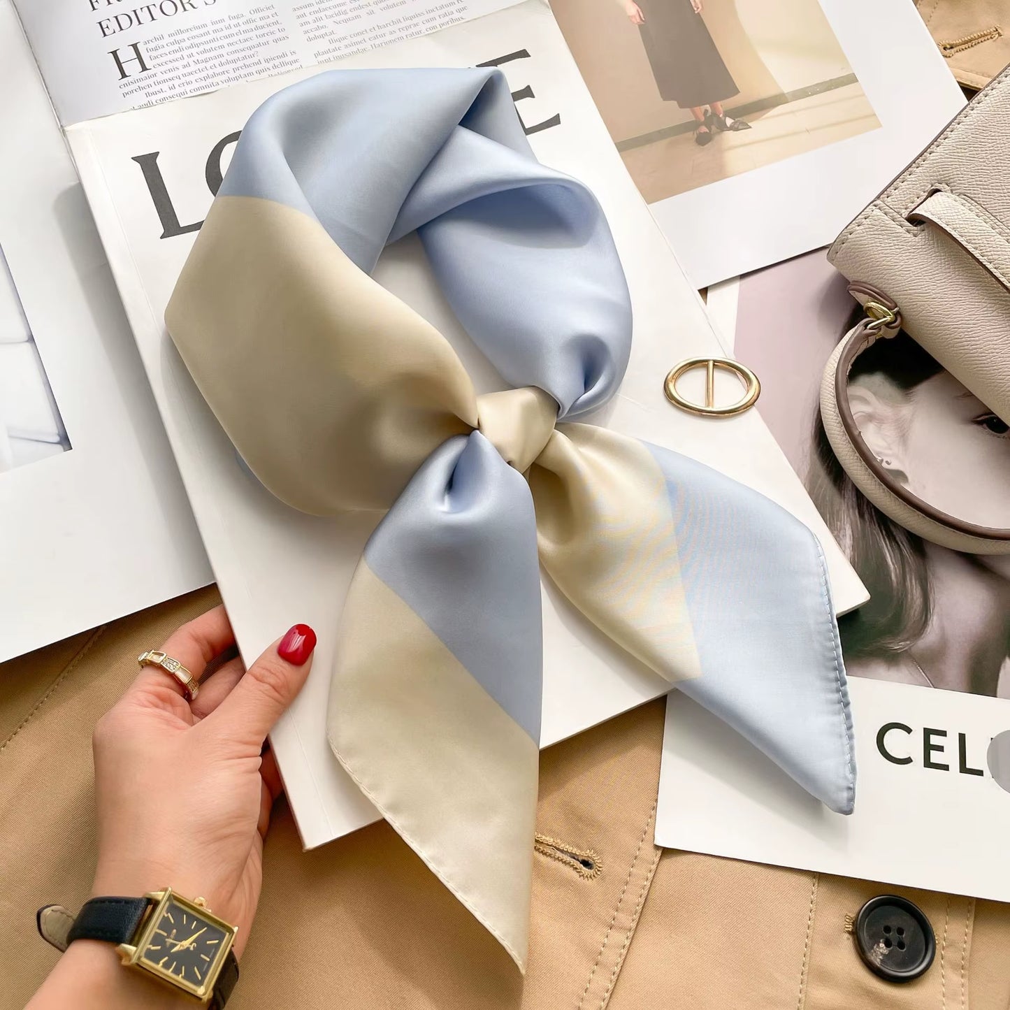 2025 New Fashion 70X70Cmprinted Women'S Scarf Pashmina Silk Scarf Square Shawl Decorative Headband Neck Luxury Design Bandana