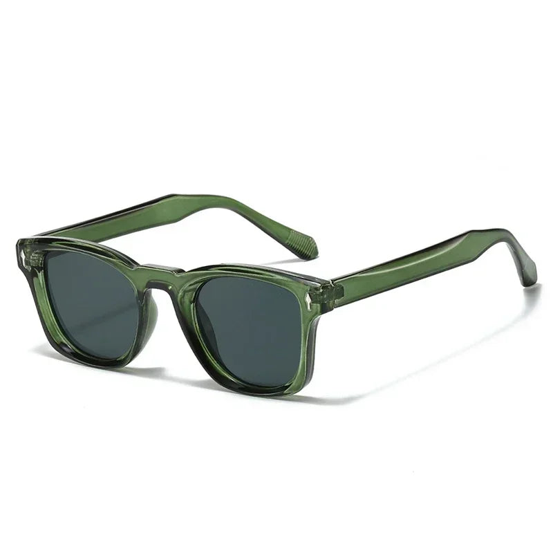 Retro Rivets Square Sunglasses Women Fashion Gradient Shades UV400 Men Green Black Sun Glasses