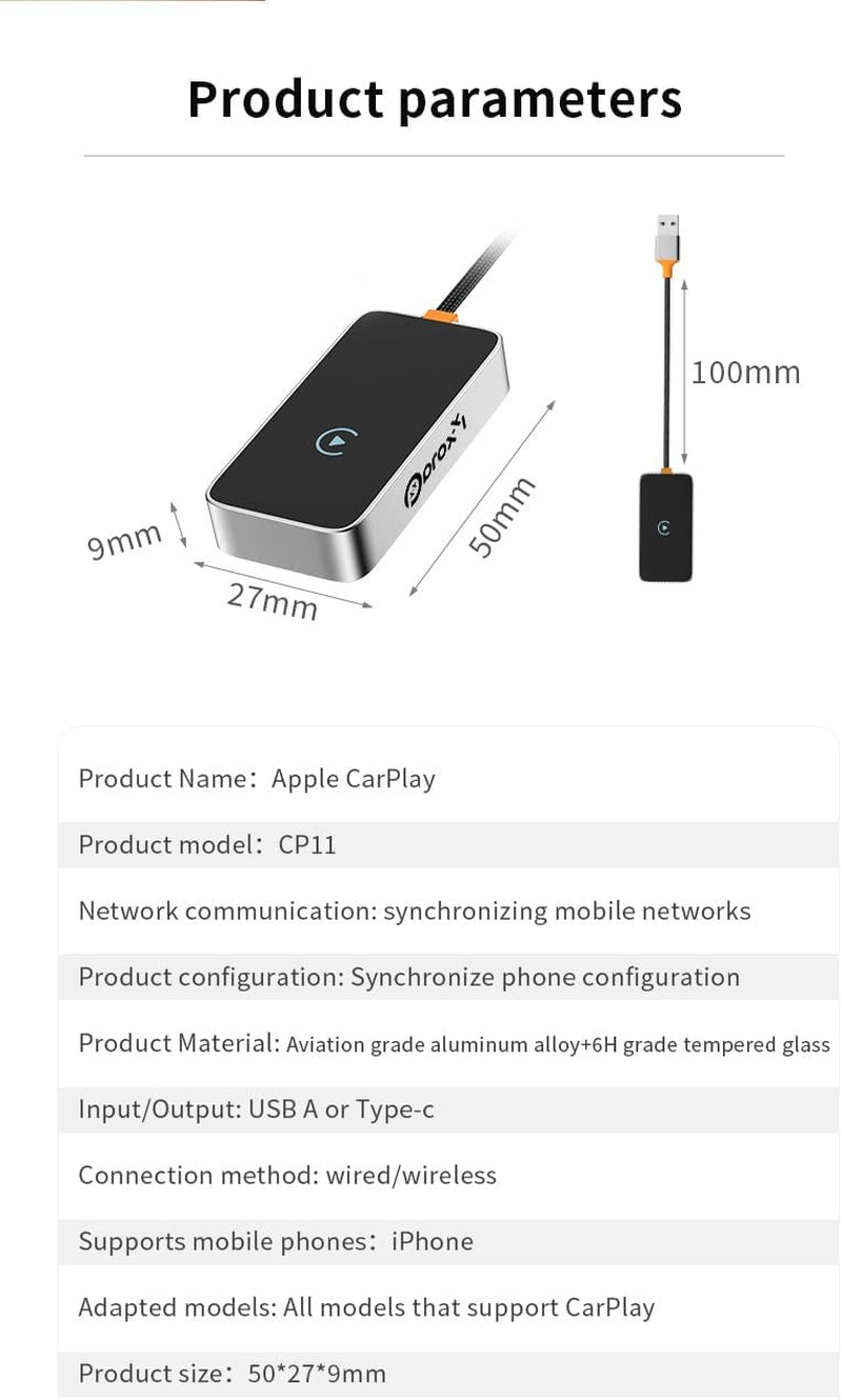 Wireless Carplay Adapter for Apple – Compact Design, Steady Fast Connection, Convert OEM Car Wired to Wireless Carplay - USB Dongle for Iphone Ios 10+ and Android Auto Wireless Adapter (Grey)