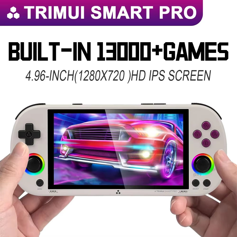 128G 256G Smart Pro Handheld Game Console 4.96''IPS Screen Linux System Joystick RGB Lighting Retro Video Game Player NEW