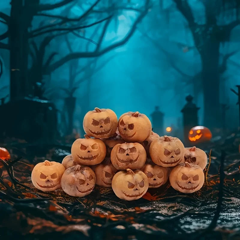 6/10 Pieces Miniature Pumpkin Figurines Decorative Fairy Halloween Garden Adornments Resin for Desk Outdoor Garden Home Party