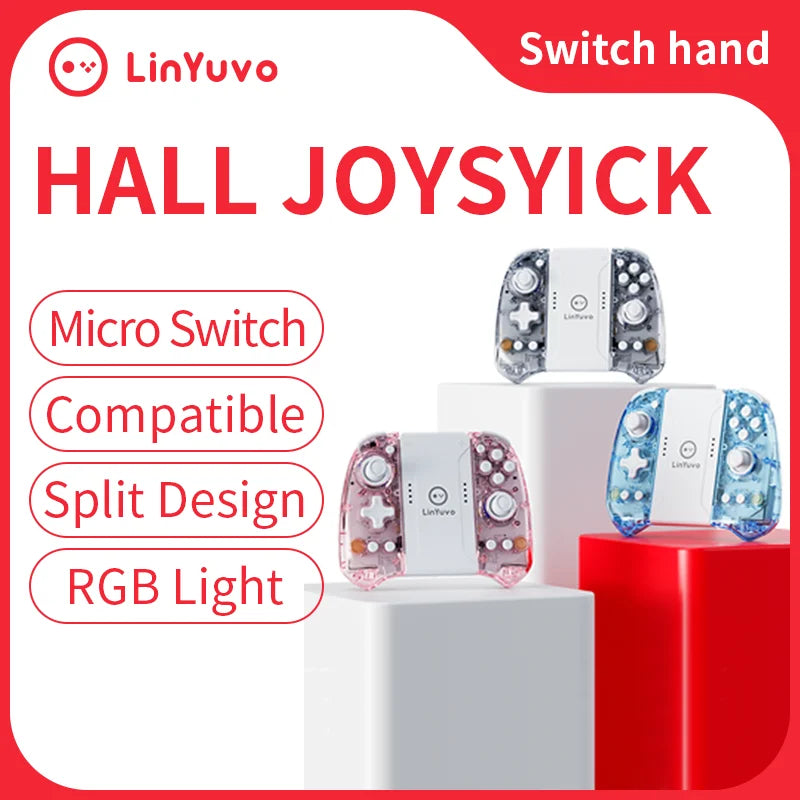 Linyuvo Wireless Gamepad KS58 for Switch&Oled with Turbo/Vibration/6-Axis Gyro/Wake-Up Function/ Rocker,Long Life Gamepad