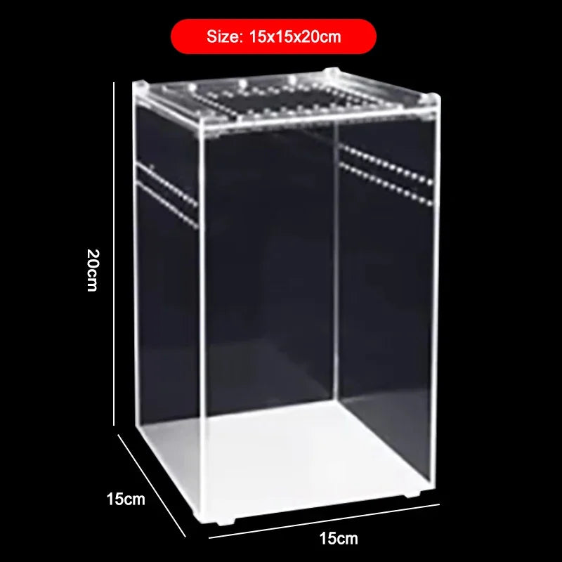 Transparent Acrylic Reptile Breeding Box Spider Lizard Amphibian Terrarium Leak-Proof Pet Habitat Arboreal Tarantula Enclosure