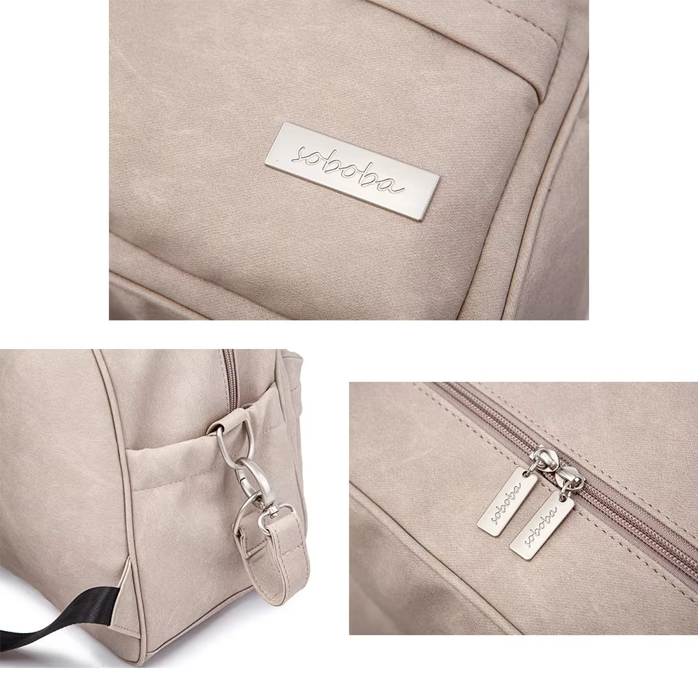 Soboba Solid Fashion Diaper Backpack for Baby Care Waterproof Multi-Function Nappy Changing Bag for Mother Stylish Diaper Bags