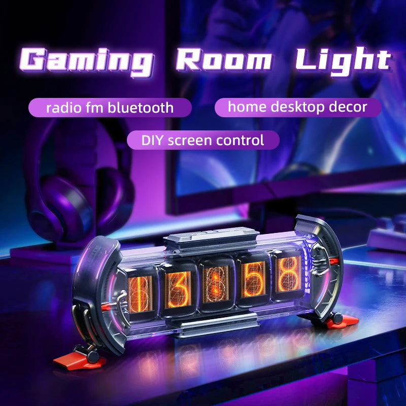 Times Gate Gaming Room Setup Digital Clock with Smart APP Control, Wifi Connect, RGB LED Display, Office Decor Cyberpunk