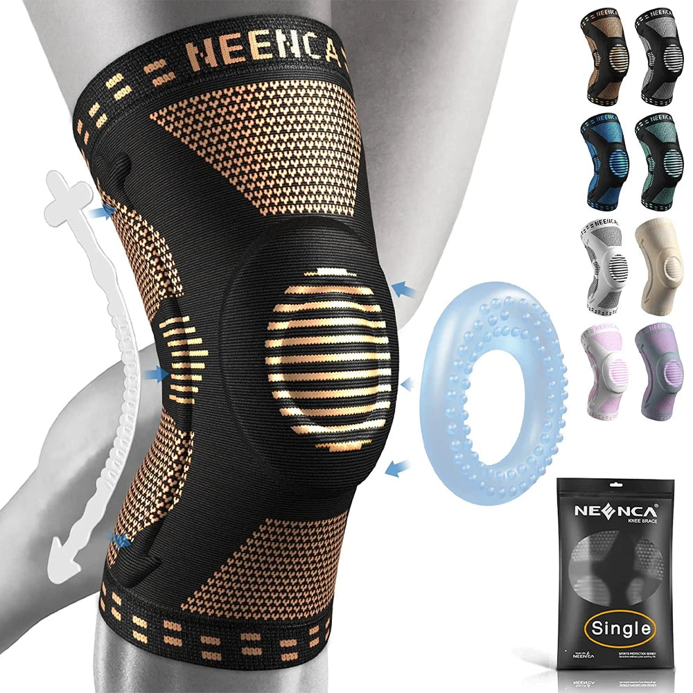 Copper Knee Brace Knee Support with Patella Gel Pad &Side Stabilizers for Knee Pain Sport Arthritis ACL Joint Pain Relief