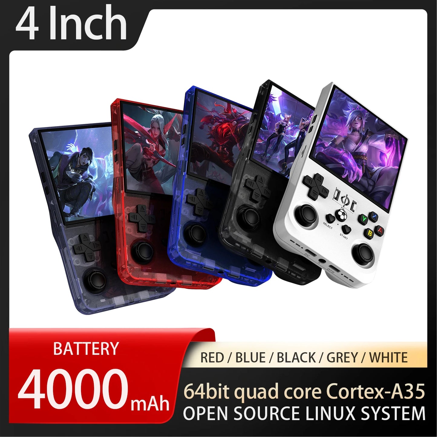 R36MAX Retro Handheld Console - 64/128GB Lag-Free Emulation 18000+ Games 4.0" IPS Screen Ergonomic Contour Grips