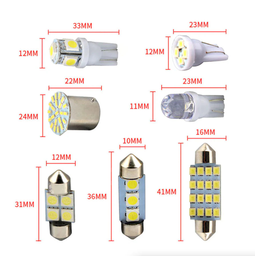 28Pcs Car Interior White Combo LED Map Dome Door Trunk License Plate Light Bulbs