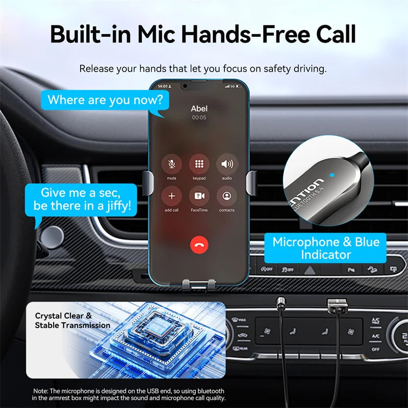Bluetooth 5.4 Aux Adapter Wireless Car Bluetooth Receiver USB to 3.5Mm Jack Audio Music Mic Handsfree for Car Speaker