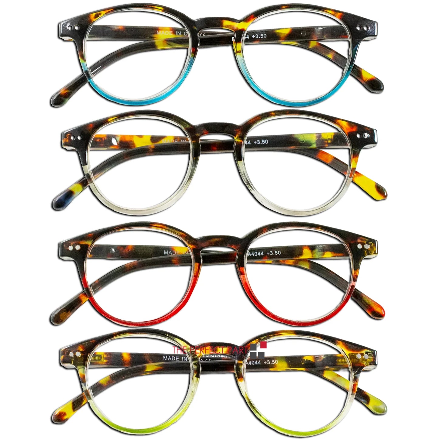 4 Pairs Mens Women Spring Hinge round Horn Power Oval Reading Reader Glasses 1-4