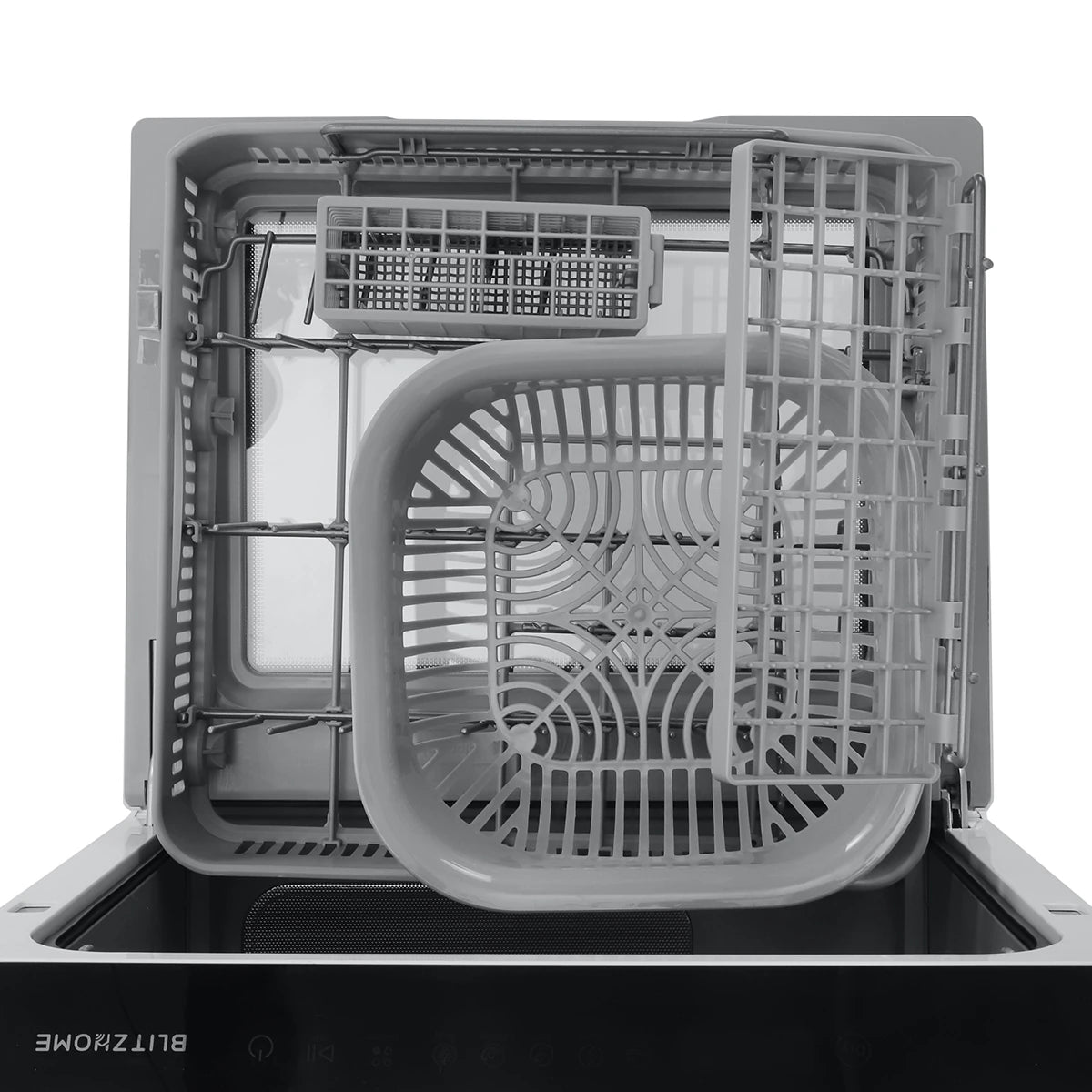 Blitzhome BH-CDW1 Smart Portable Countertop Dishwasher US Plug with APP Control, 4-6 Sets Big Capacity, Dual Water Inlet Modes, 360°Spraying, 75°High Temperature, Five Cleaning Modes, Drying Function