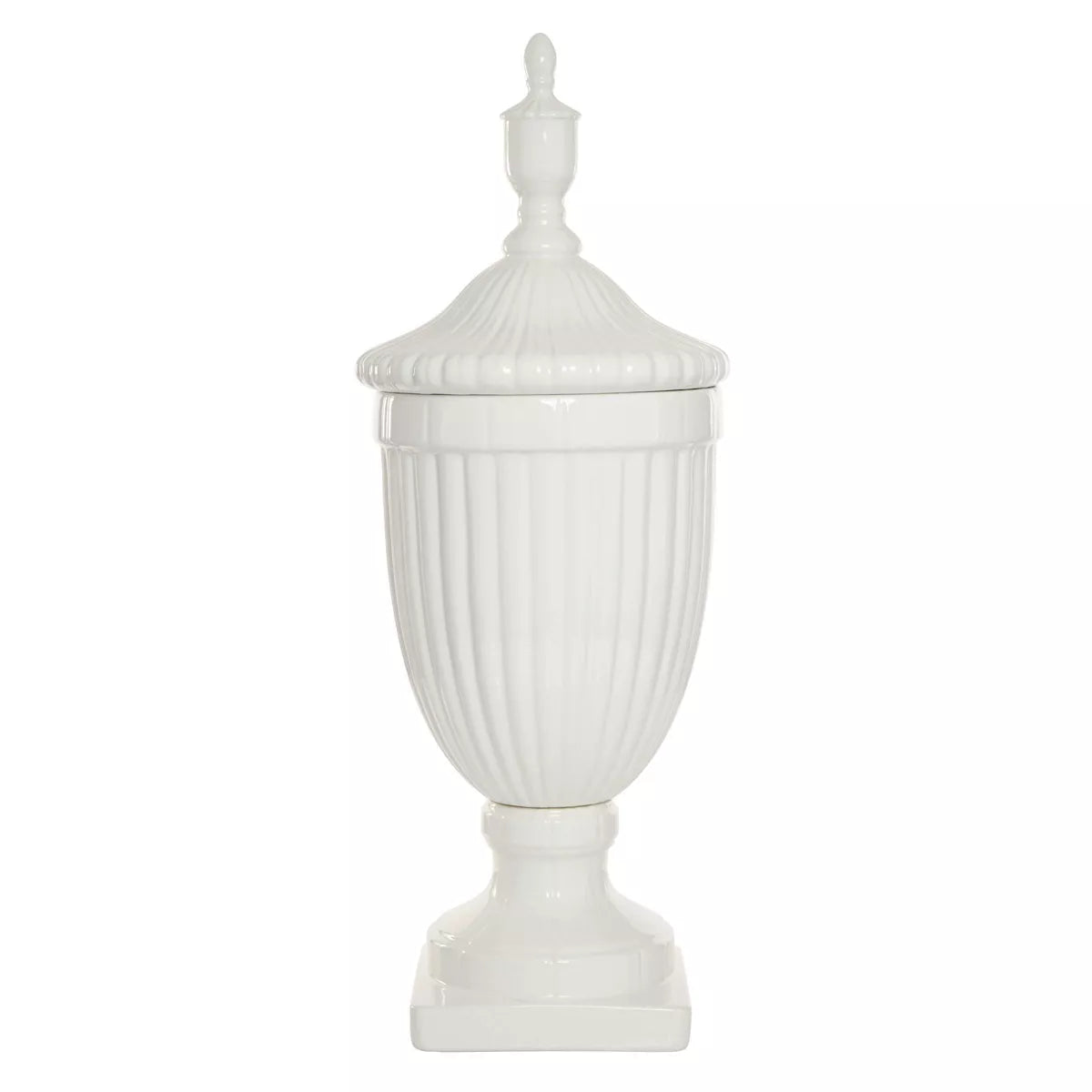 26-Inch Contemporary White Ceramic Vase - Elegant Large Tabletop Decor with Unique Design