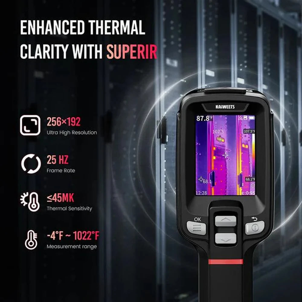 Thermal Imaging Camera 256X192 Resolution IP68 Waterproof 4 Image Modes 6 Color Palettes 16 Hour Battery 32G Memory
