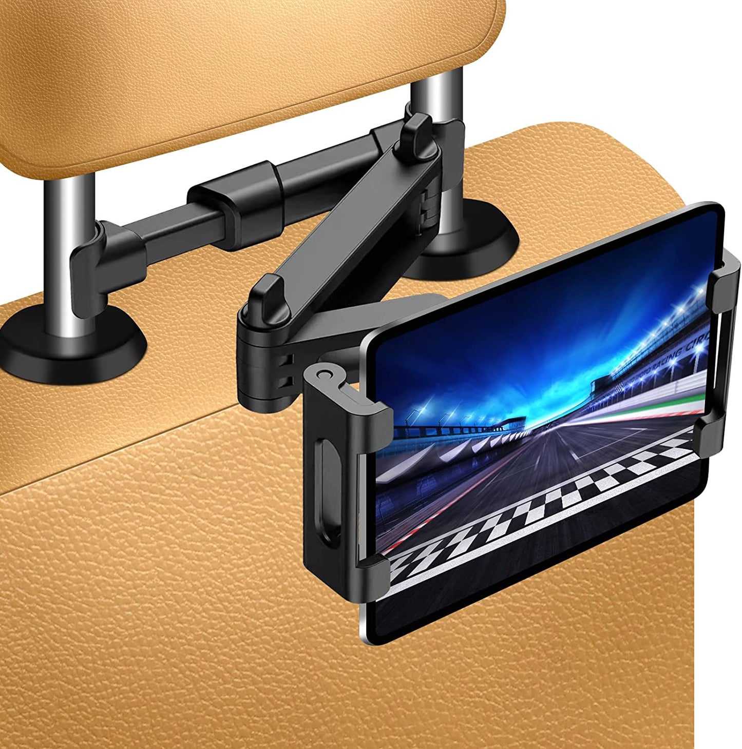 Car Tablet Holder - Universal Back Seat Mount for 5.5-11 Inch Screens - 360° Rotating Headrest Tablet Holder - Road Trip Essentials for Kids - Black