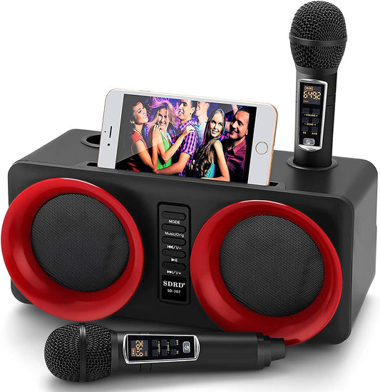  Portable PA Speaker System with 2 Wireless Microphones - Perfect for Home Parties, Weddings, and Outdoor Fun!