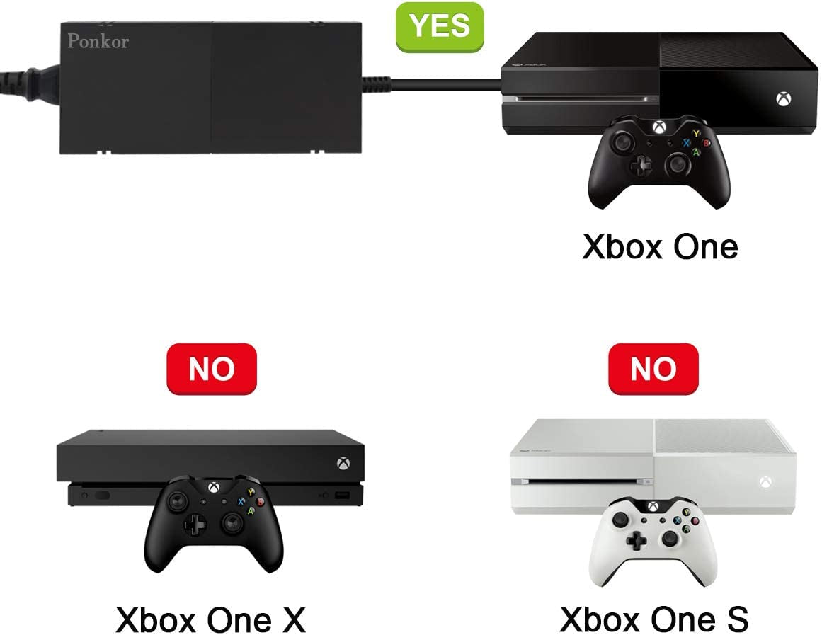 Xbox One Power Supply: High-Quality AC Cord Replacement Power Brick Adapter, Universal 100-240V Voltage Compatibility